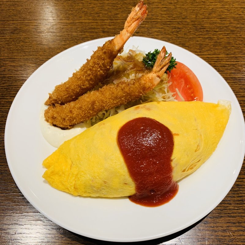 オムライスとエビフライのセット(洋食亭ブラームス 八千代台ユアエルム店)