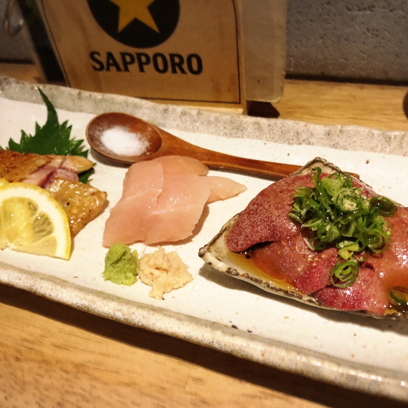 鳥造り三種盛り(炭焼TOKI)