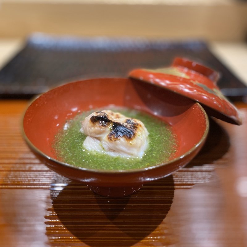 河豚の白子 菜の花のあんかけ(鮨旬美 西川)