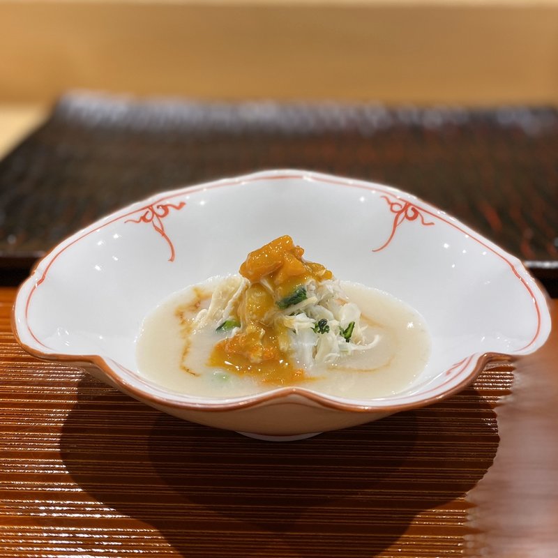 ワタリガニと里いものすり流し(鮨旬美 西川)