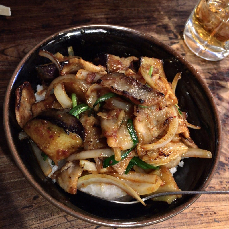 茄子豚キムチ丼(やきとり山長 永山駅前店)