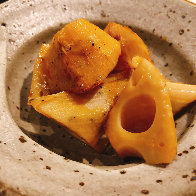 蓮根のからし黄身醤油焼き(炉端の佐藤)