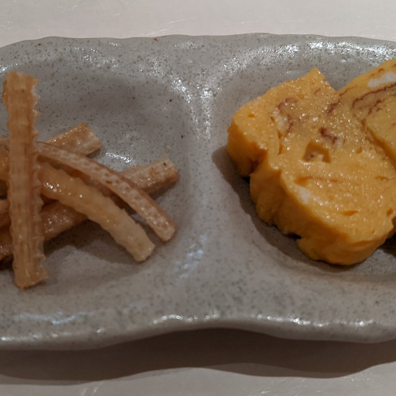 玉子、穴子骨せんべい(波やし)