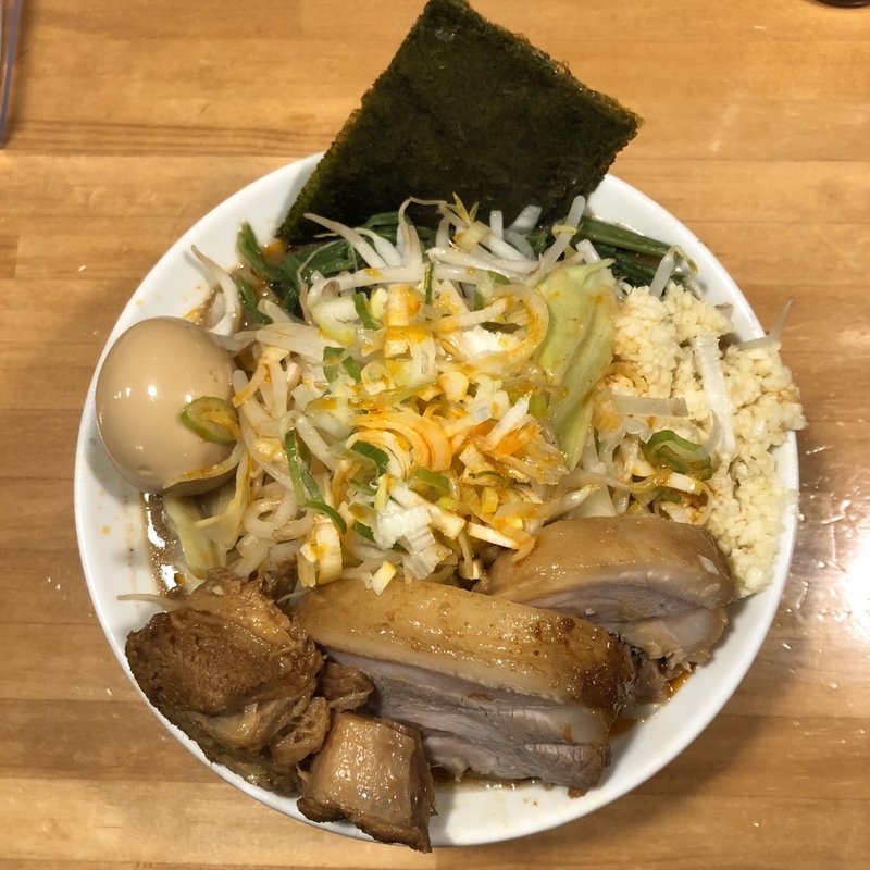 ミニらーめん　豚券、節券、れん草、のり(ちばから 郡山店)