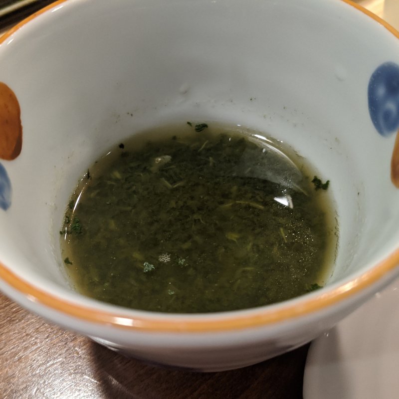 鯛だしほうれん草スープ(鮨 波づき)