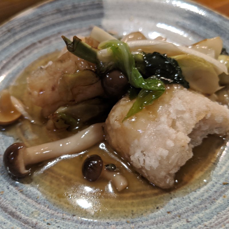 太刀魚山菜甘酢あんかけ(鮨 波づき)