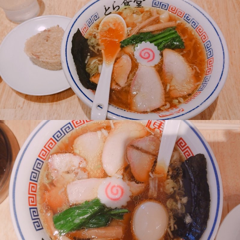 中華そば ワンタン麺+中華そば ワンタン+チャーシュー+煮卵(とらや食堂 福岡分店)