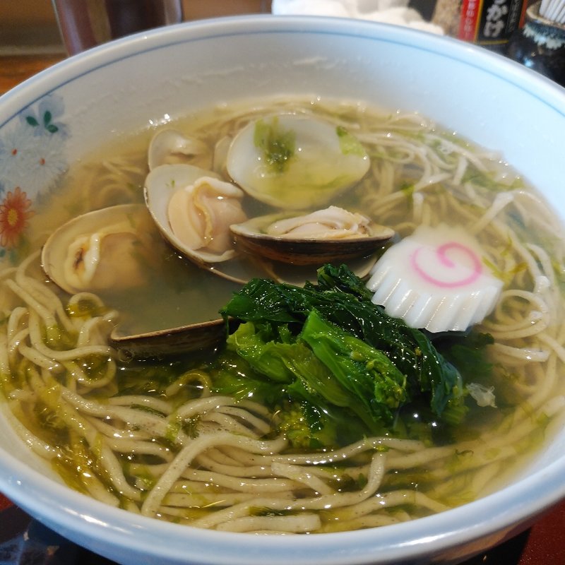 蛤と菜の花の潮汁蕎麦(そば酒房 はなわ)