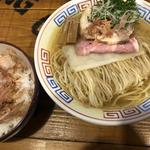 京小麦の収穫祭2020'京小麦の二色麺本枯節追い鰹の塩ラーメン'¥950+'山下さんのごはんセット朝削りたて鰹節たっぷりTKG'(麺屋ソミーズ)