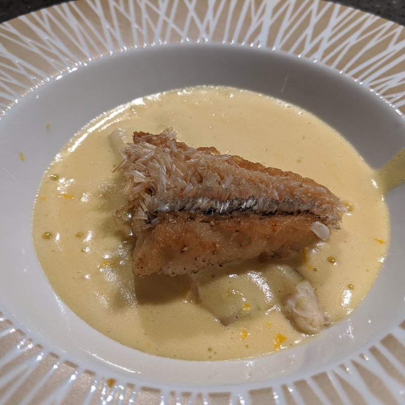 甘鯛松笠焼き、ホワイトアスパラ(ete)