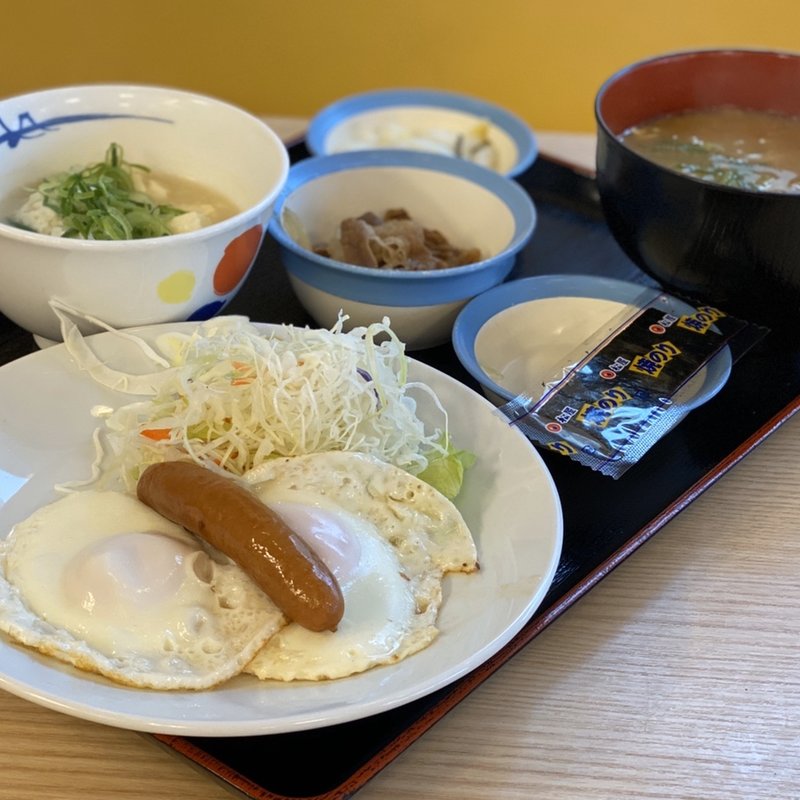 エッグW定食 豚汁・湯豆腐変更(松屋 長野鶴賀七瀬店 )