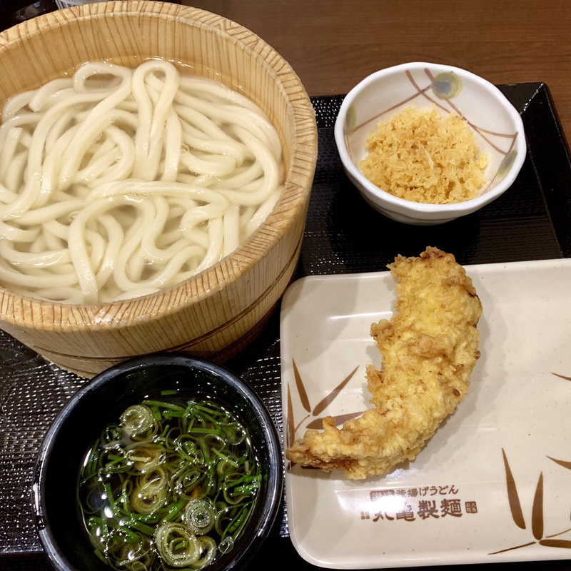 釜揚げうどん(並)・かしわ天(丸亀製麺)