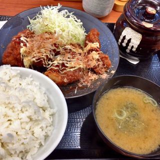 お好み焼き唐揚げ定食(からやま 多摩永山店)