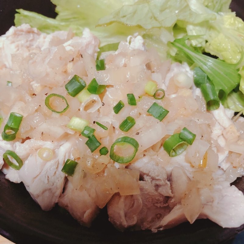 蒸し鶏ご飯たっぷりネギソース(加納食堂)