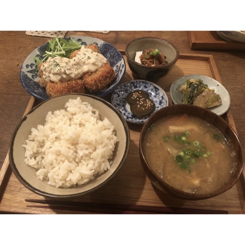 高野豆腐のフライ 自家製タルタルソース定食(ごはんと雑貨 mokuji)