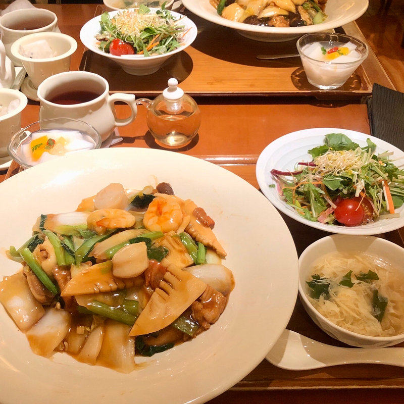 五目具だくさんあんかけやきそばセット(全5品)(純中華 南国酒家 伊勢丹新宿店)