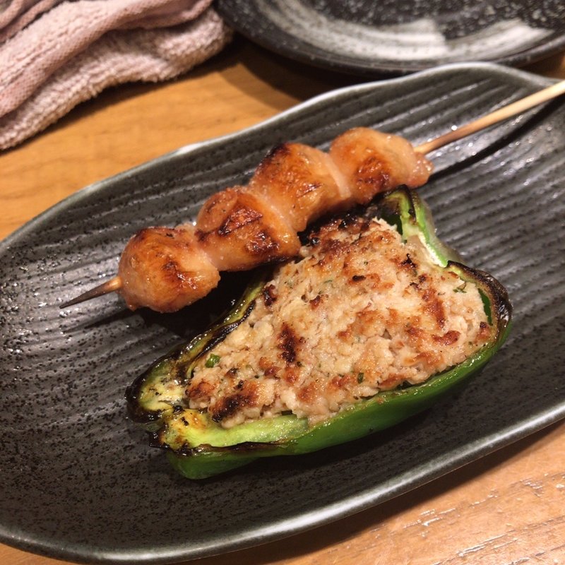 ピーマン肉詰め(炭火焼鳥 土の子)