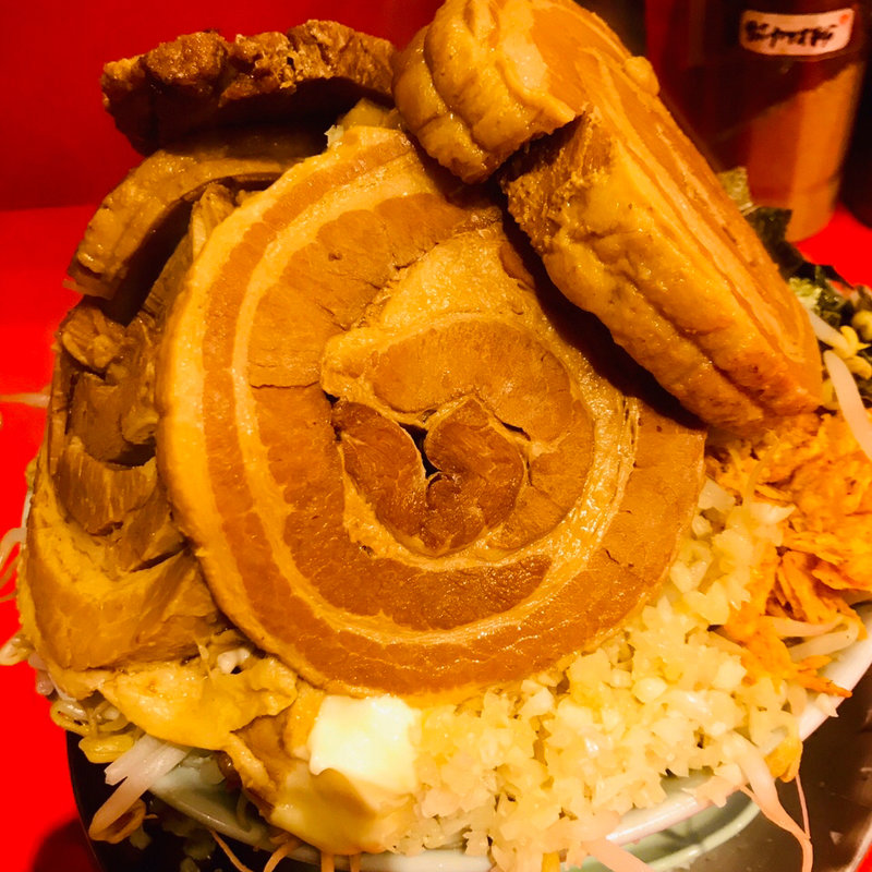 まぜそば並盛(豚マシ、野菜マシ)(ハイカロリー学園 所沢 プロペ通り店)