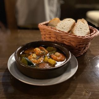 海老と季節野菜のアヒージョ(スペイン食堂 バルデルル)