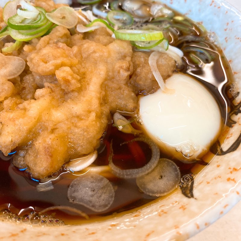 かけそば & かき天 ＆ 温玉(仲屋製麺所)