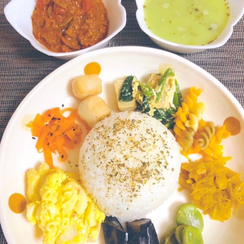 和ダルバート  （ポークキーマと枝豆のダル）(すえ☆pi亭)