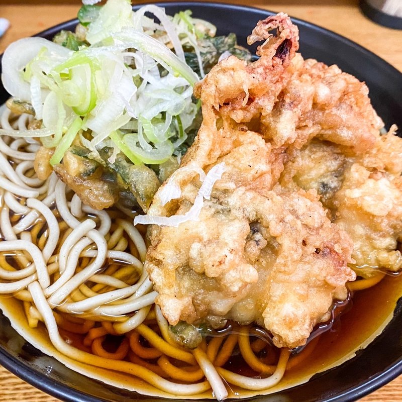 げそ天＋春菊天そば(六文そば 昌平橋店)