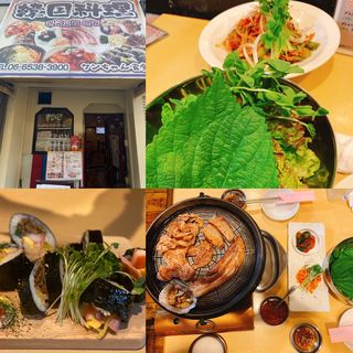 国産サムギョプサルセット(韓国料理ケンちゃん食堂)