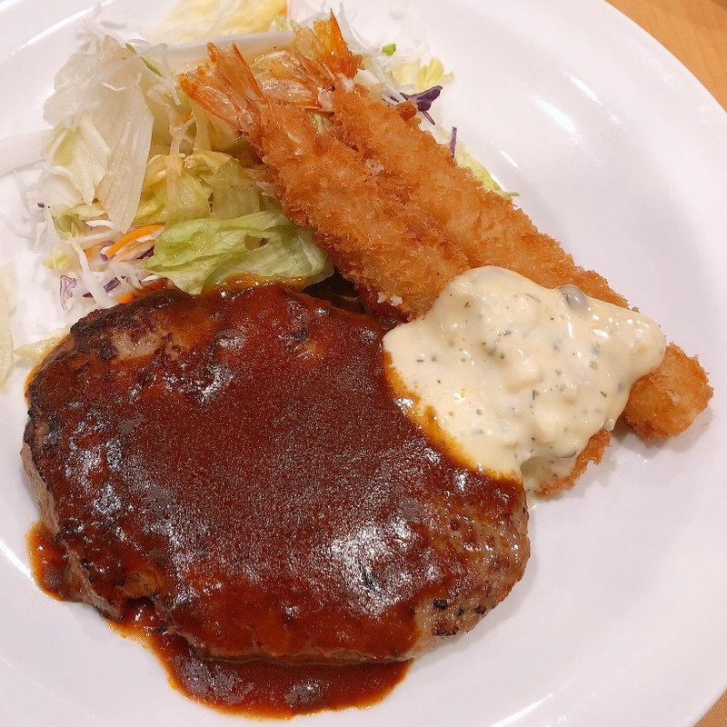 ハンバーグ&海老フライ(ガスト 武蔵藤沢店 )