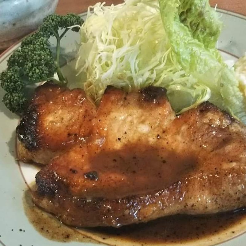 ポークソテー+ライス(洋食 津久志亭)