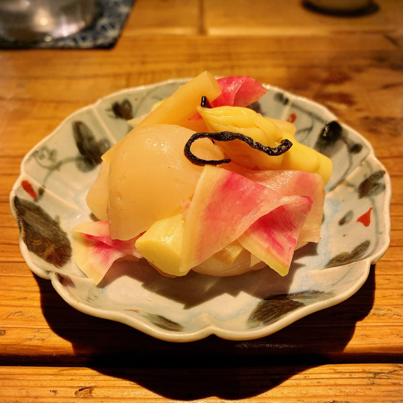 ホワイトアスパラと帆立の昆布〆(酒井商会)