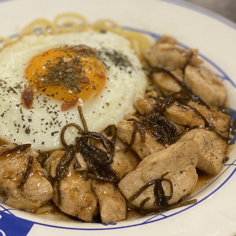 ディナーセットH 目玉焼付 鳥ステーキスパゲッティ(INDIA・ザ・すぱいす （インディア・ザ・すぱいす）)