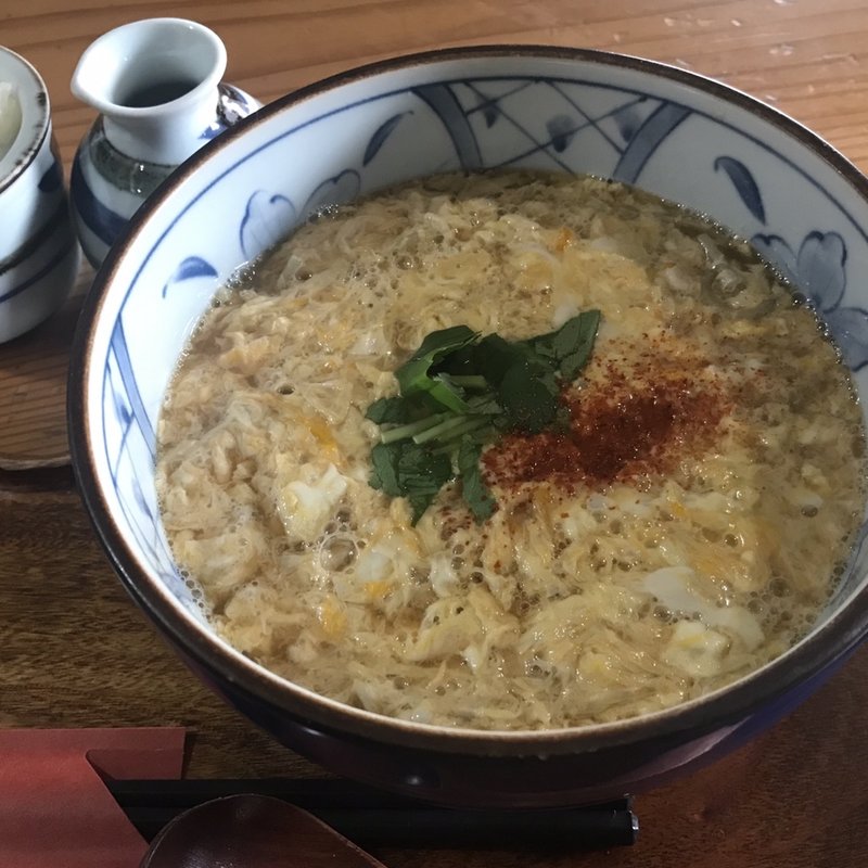 卵とじそば(不老庵)