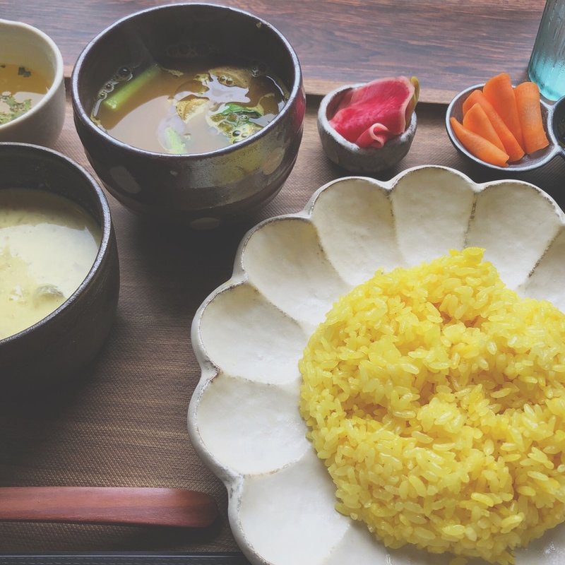 2種がけの定食(お出汁とスパイス魁エレクトロ二カレー)