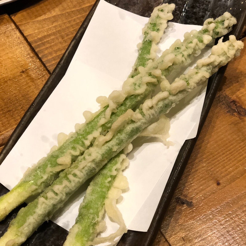 アスパラ 天ぷら(佐賀県三瀬村 ふもと赤鶏 田町店)