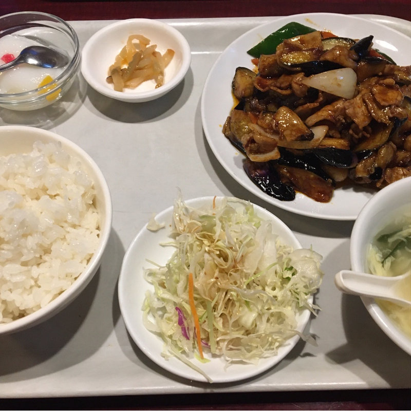 豚肉茄子味噌炒め定食(栄華飯店)