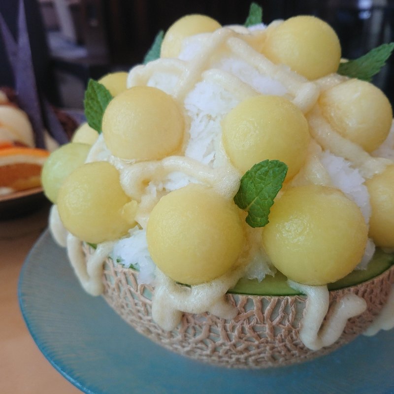 プレミアムかき氷メロンドットメロン(ティーラウンジ「ファウンテン」 ホテル日航大阪)