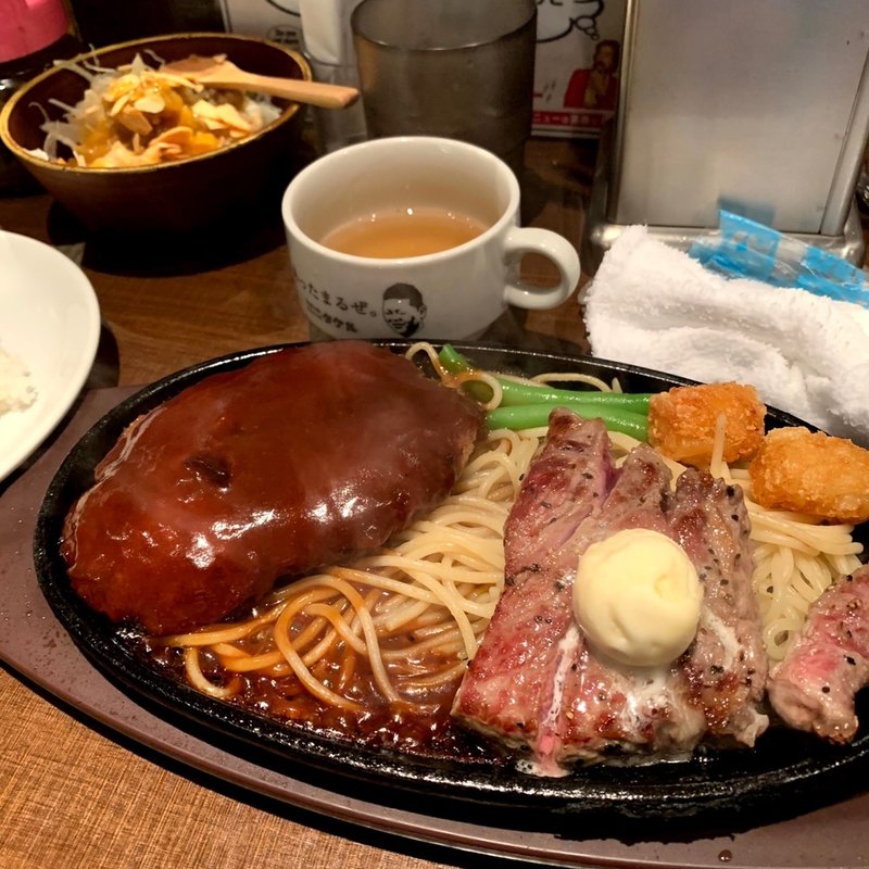 ステーキ&ハンバーグコンビ(1ポンドの ステーキ ハンバーグ タケル 福島店)