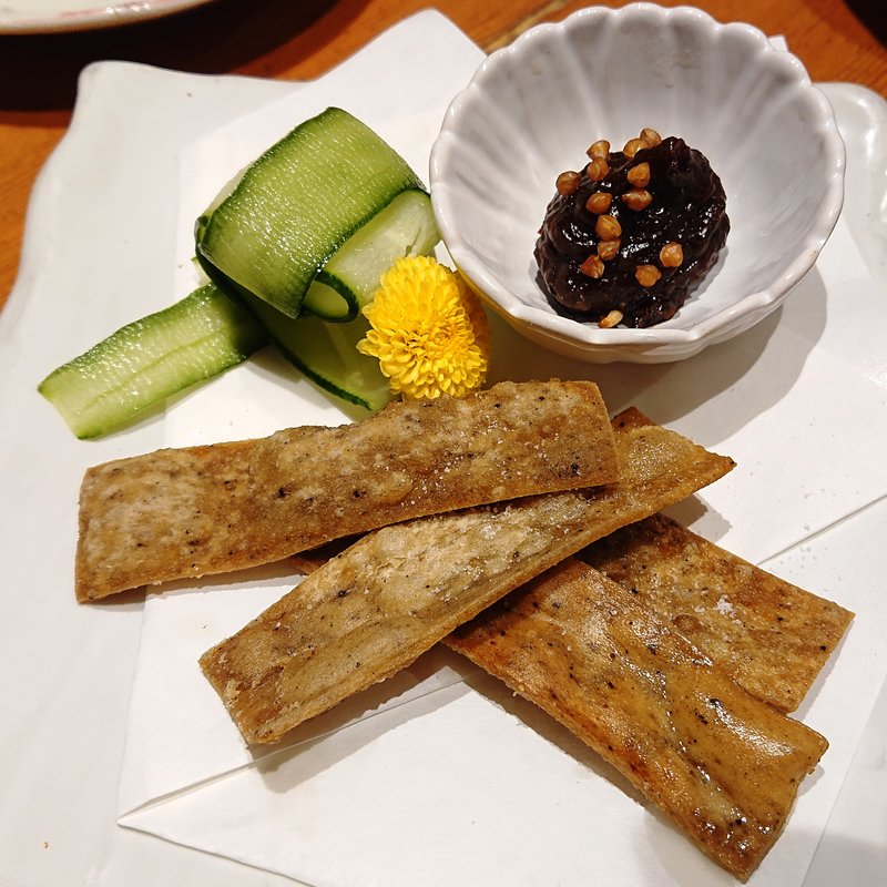 蕎麦味噌と揚げ板蕎麦(蕎麦居酒屋　高田屋　川崎)