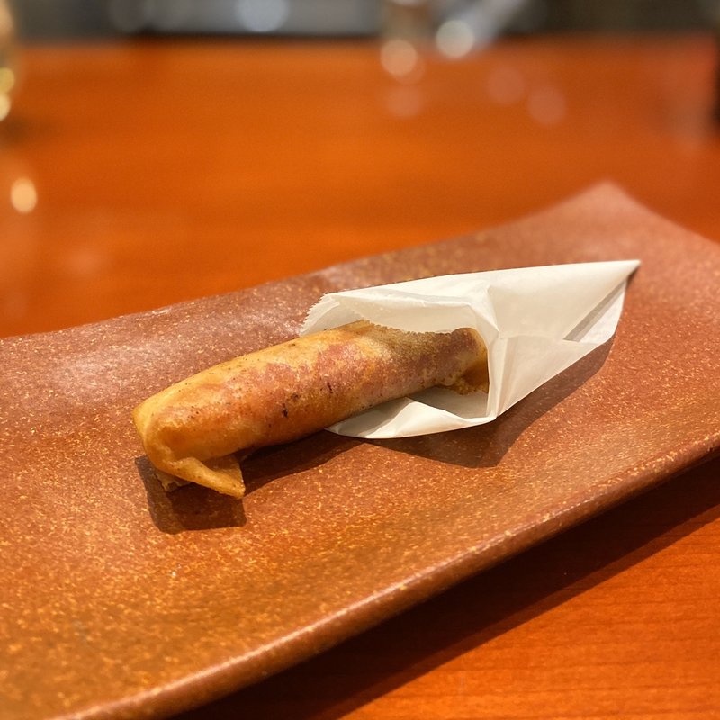 干し柿と生ハムとタレッチョチーズの春巻き(うめもと)