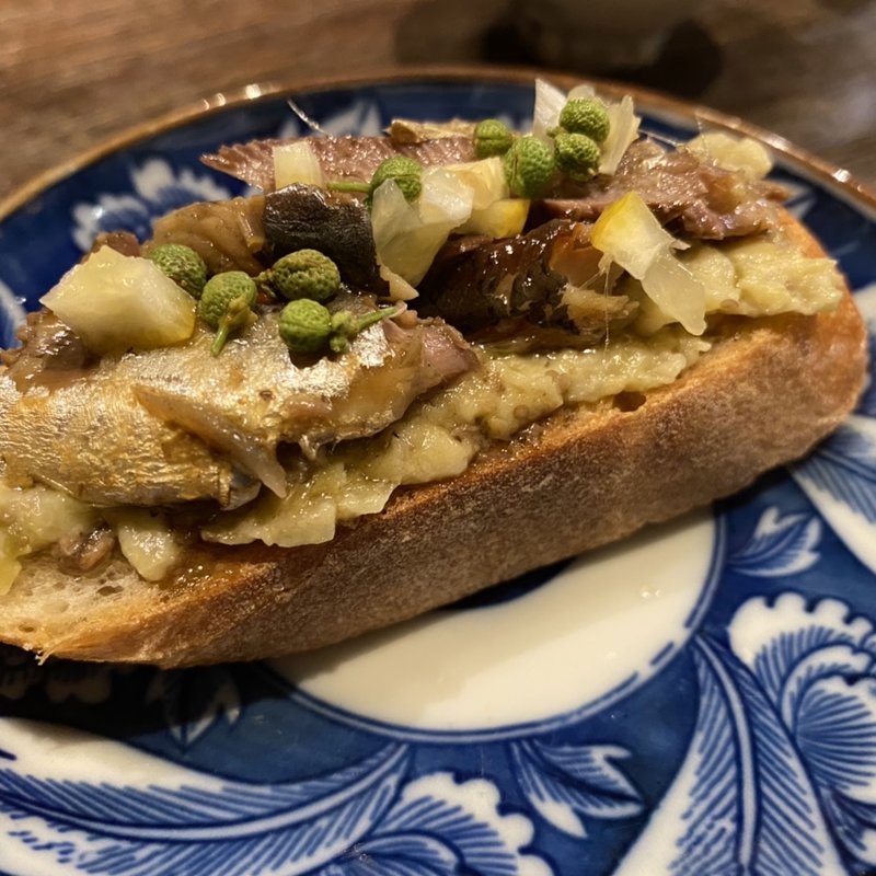 いわしのブルスケッタ(蕎麦 やっ古)