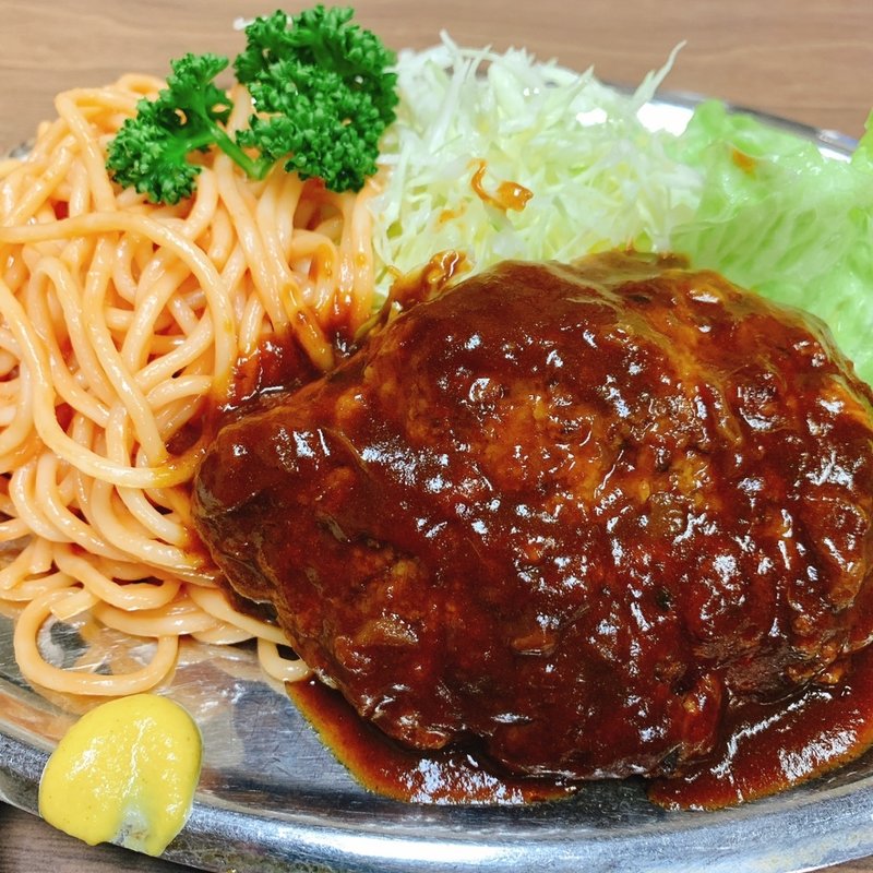 ハンバーグライススパゲティ大盛り(桃乳舎)