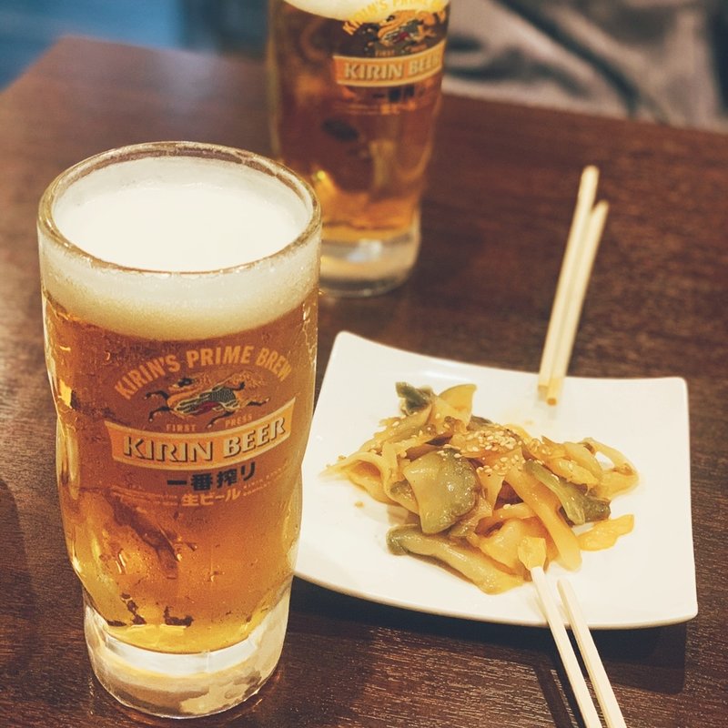 ビール　ザーサイ(中華遠藤)