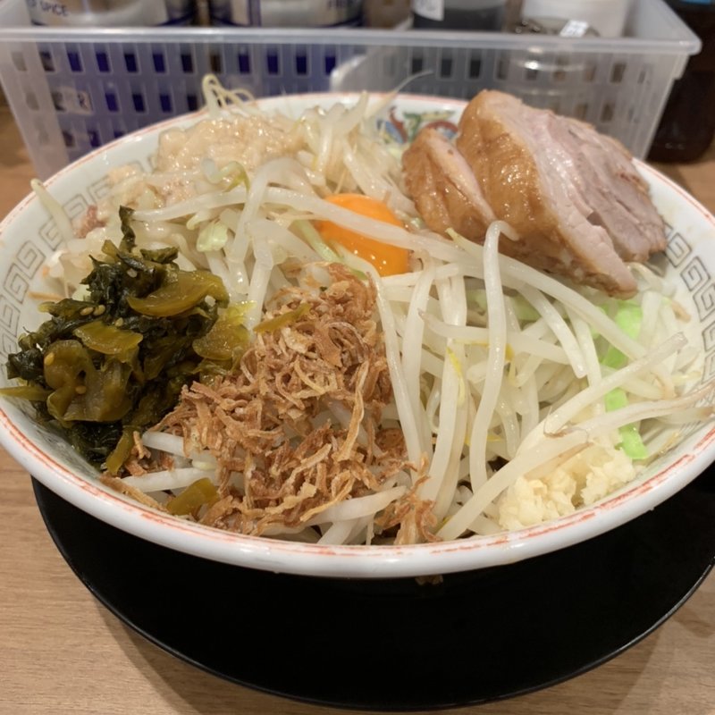 汁なしラーメン ニンニク少なめ 野菜 アブラ(ラーメン豚山 上野店)