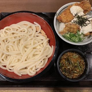 タルタルかしわ天丼セット うどん大(丸亀製麺下北沢)