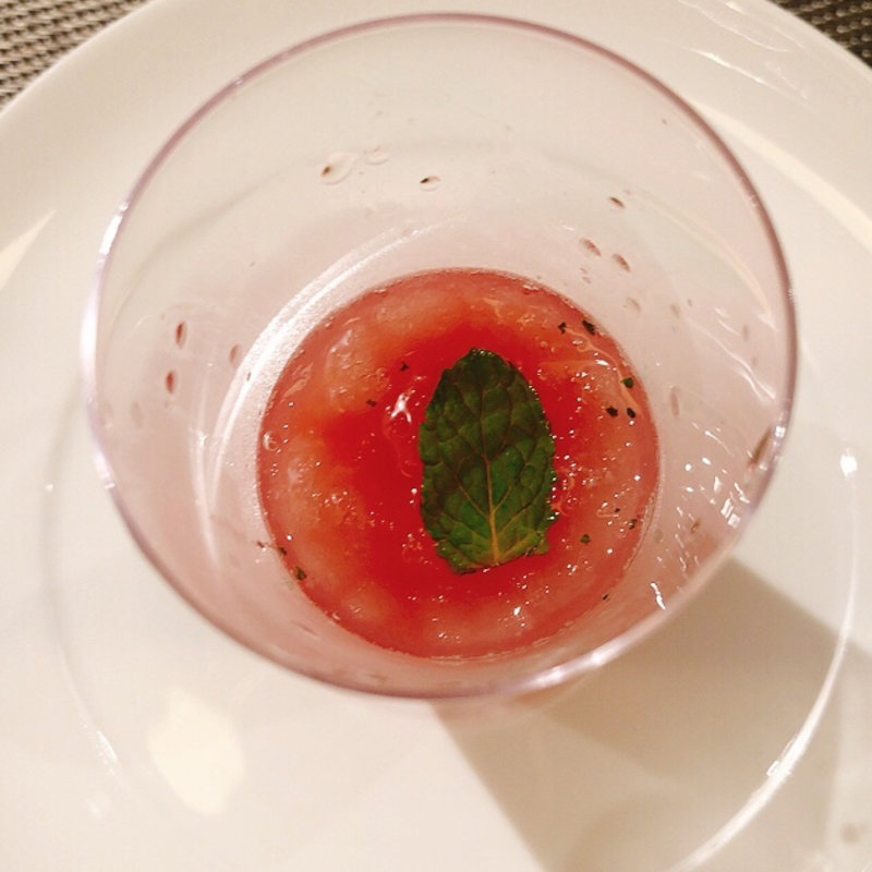 スイカのジュース  ライムのグラニテ(銀座大石)