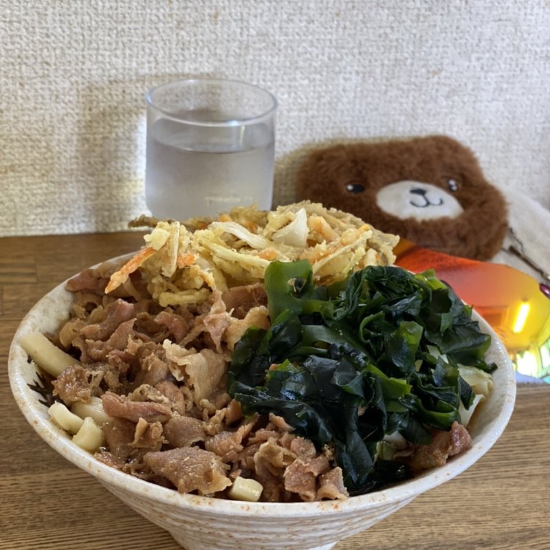 肉天うどん並ワカメ(手打ちうどん　いち )