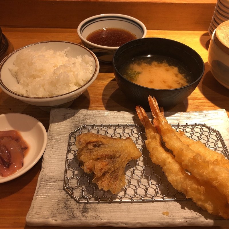 海老天定食(天ぷら定食まきの 難波千日前店)