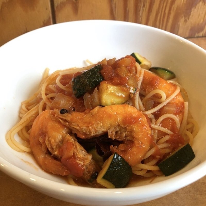 ソフトシェルシュリンプのアラビアータ(ハルダイニング)