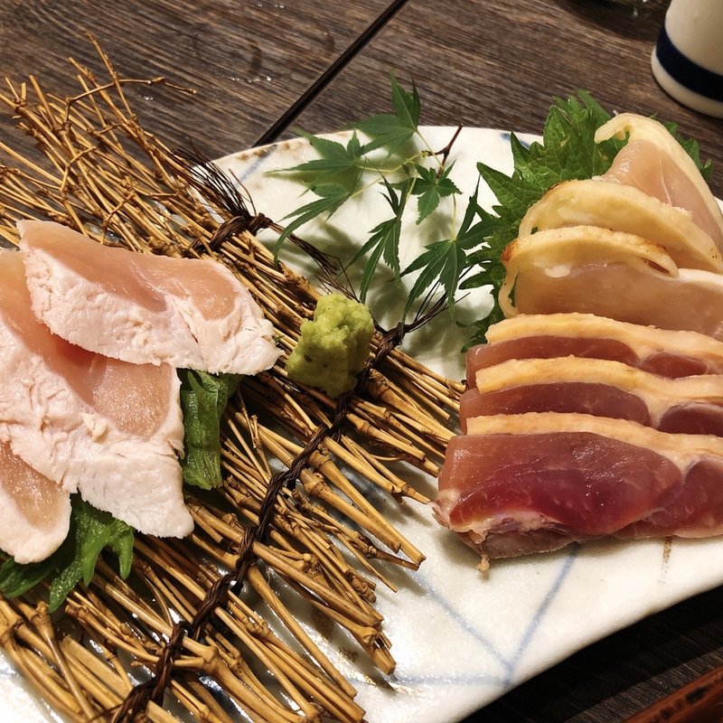 鶏刺し3種盛合わせ(鶏料理 蕎麦 一石二鳥)