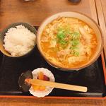 茶美豚の胡麻味噌とじうどん+ごはんセット